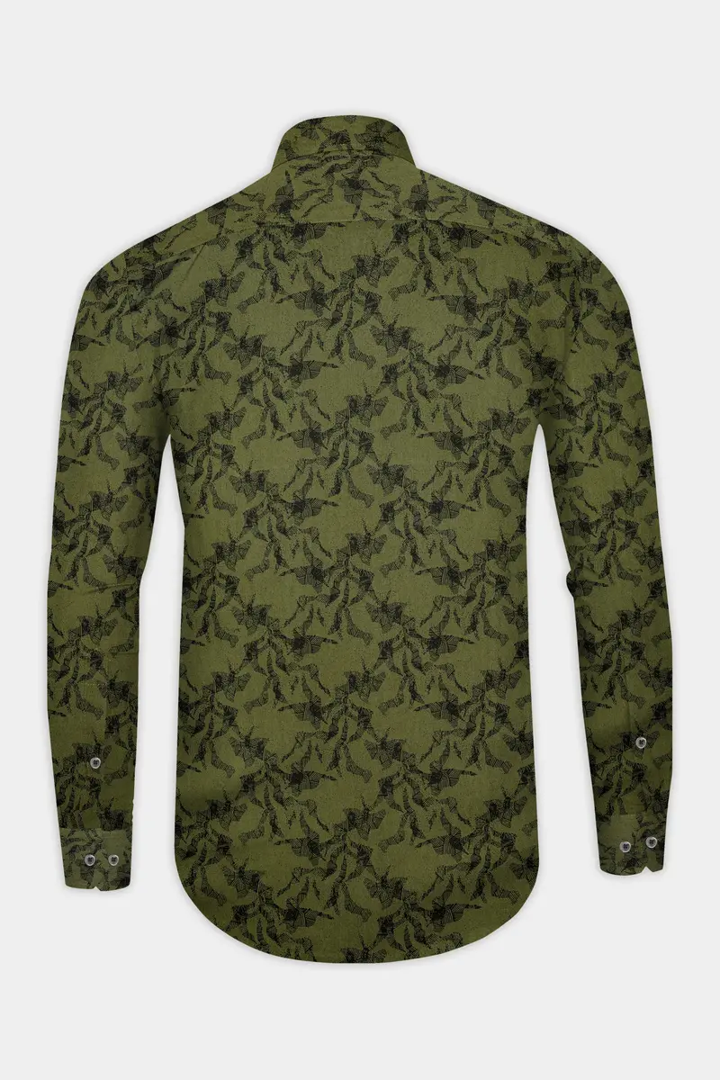 Rifle Green Printed Subtle Sheen Super Soft Premium Cotton Shirt 11