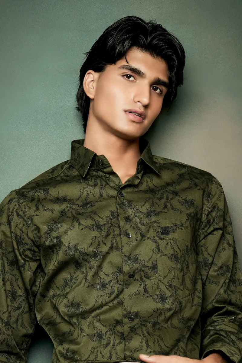 Rifle Green Printed Subtle Sheen Super Soft Premium Cotton Shirt 7