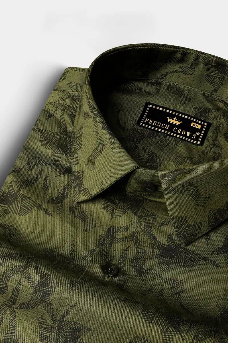 Rifle Green Printed Subtle Sheen Super Soft Premium Cotton Shirt 8