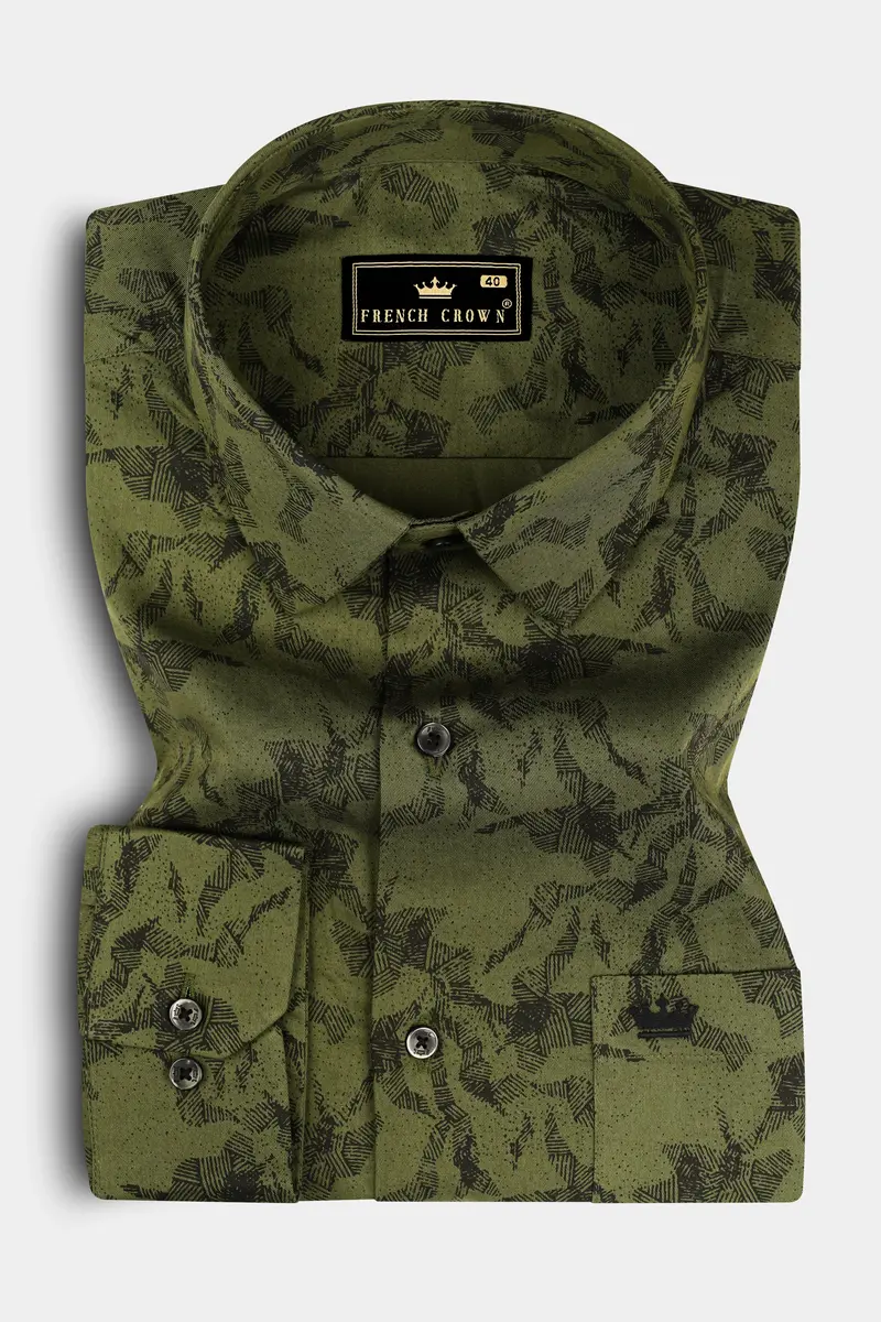 Rifle Green Printed Subtle Sheen Super Soft Premium Cotton Shirt 9