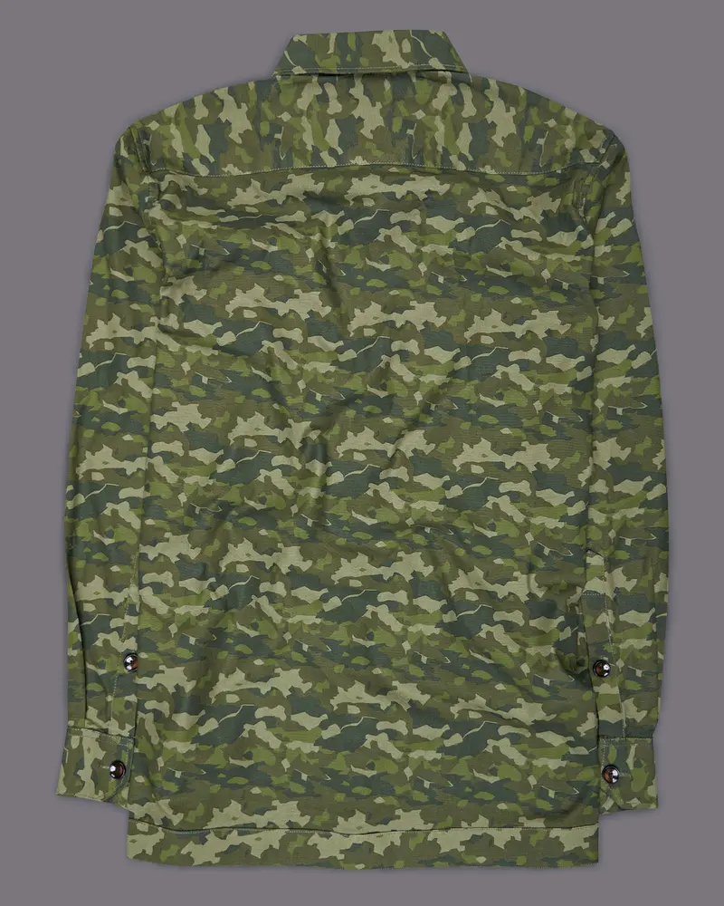 Rifle Green With Stonewall Brown Camouflage Printed Royal Oxford Designer Shirt 8