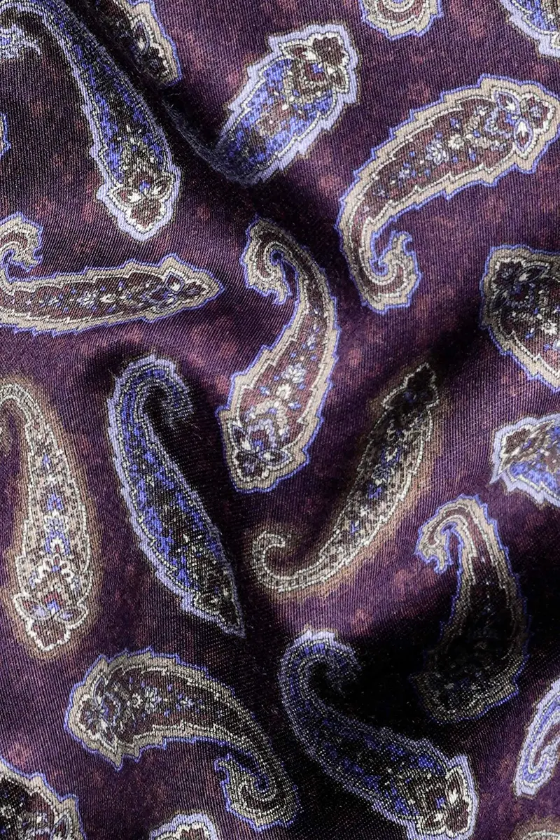 Ripe Plum Purple Multicolour Paisley Printed Subtle Sheen Super Soft Premium Cotton Designer Shirt 2