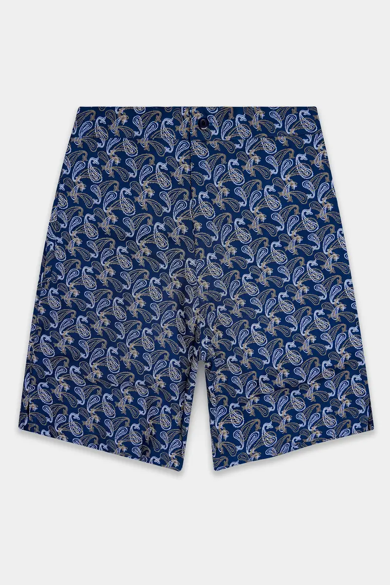 Rivara-Downriver Blue Paisley Art Printed Twill Super Soft Premium Cotton Shorts 2
