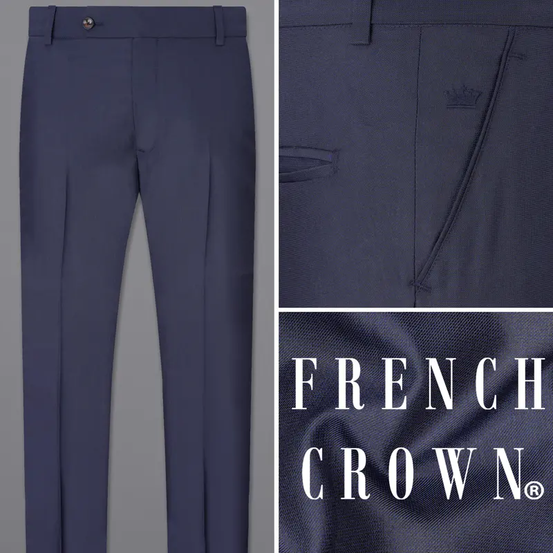 River Bed Blue Textured Pant 1