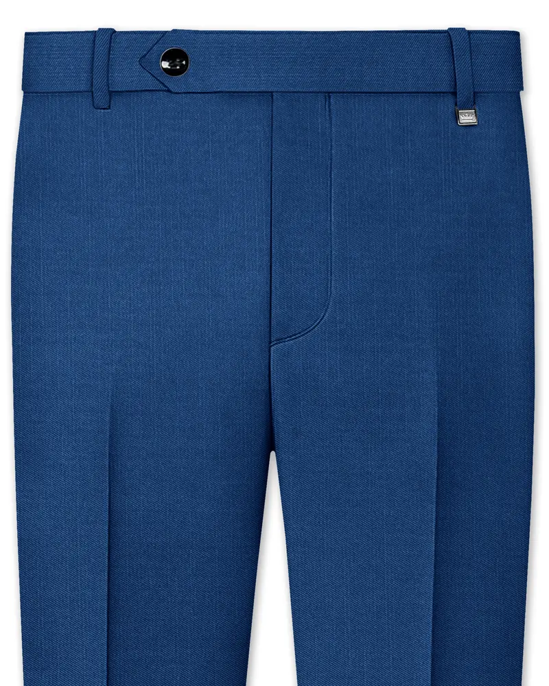 River Bed Blue Textured Pant 1