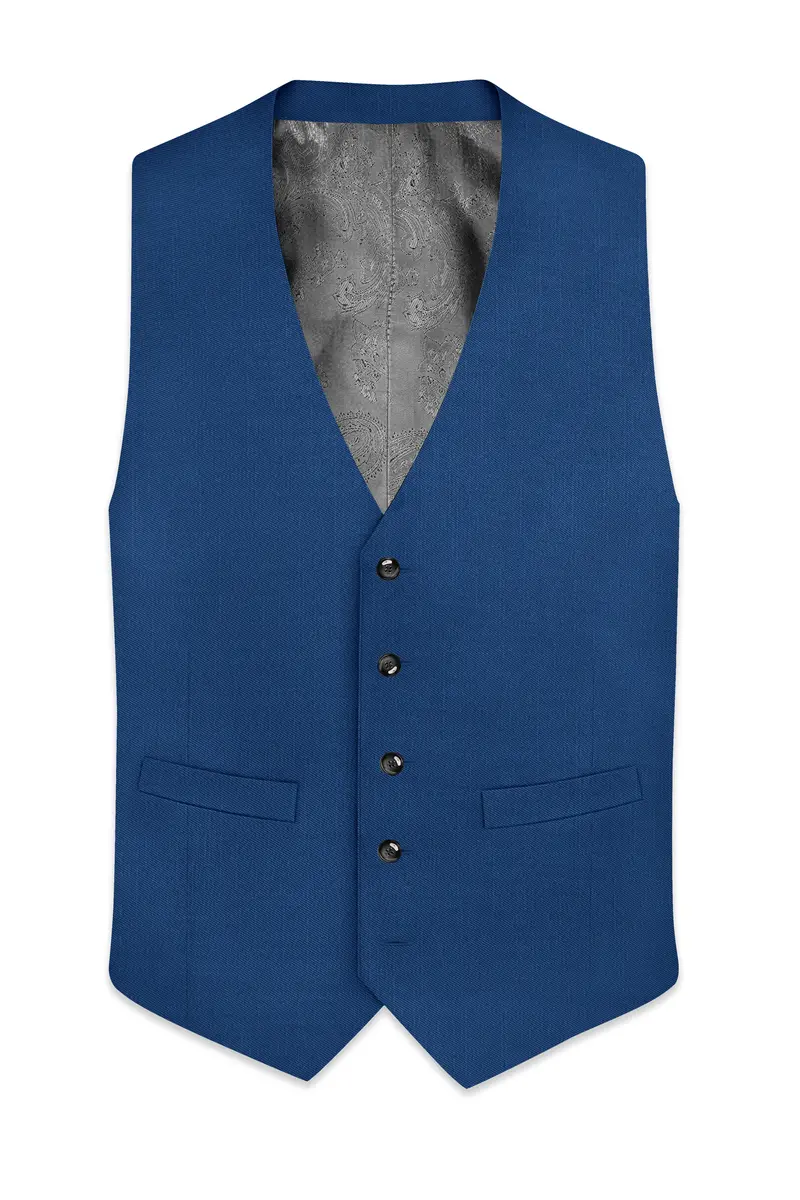 River Bed Blue Textured Waistcoat 2