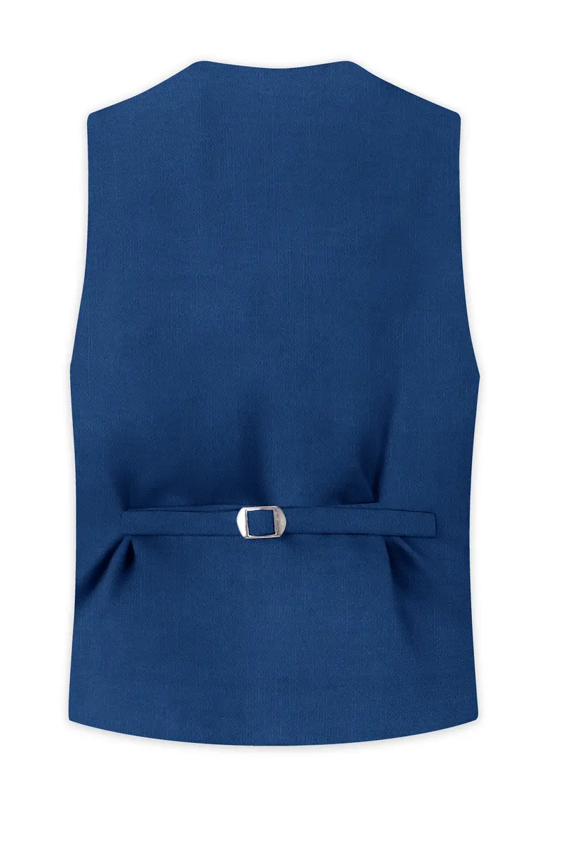 River Bed Blue Textured Waistcoat 4