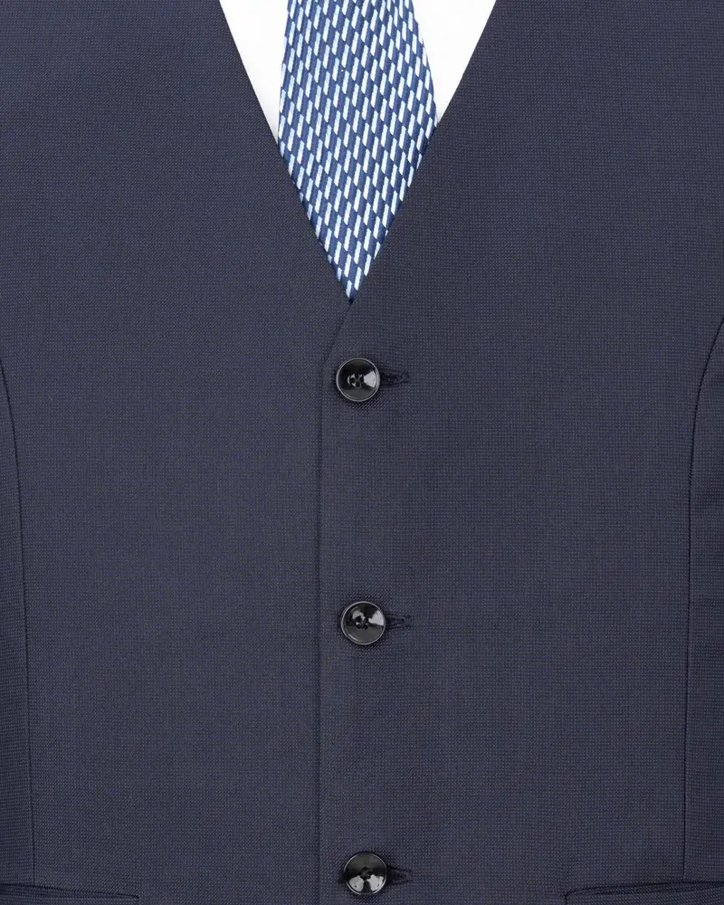 River Bed Blue Textured Waistcoat 5