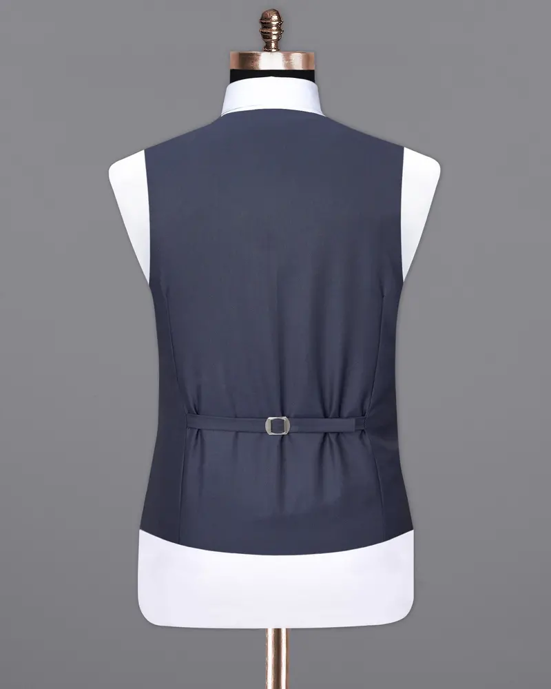 River Bed Blue Textured Waistcoat 7