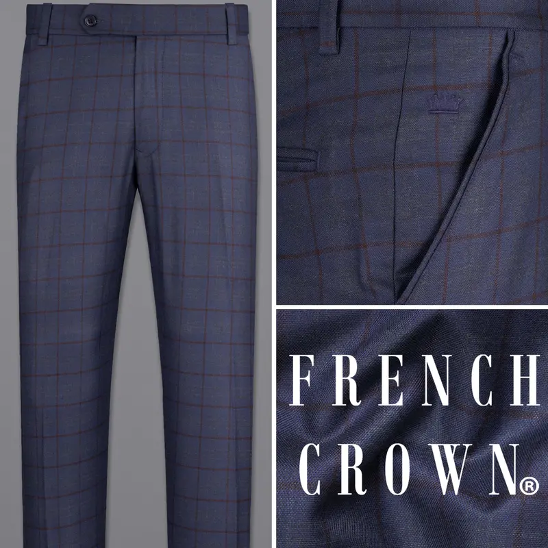 River Bed Blue Windowpane Pant 1