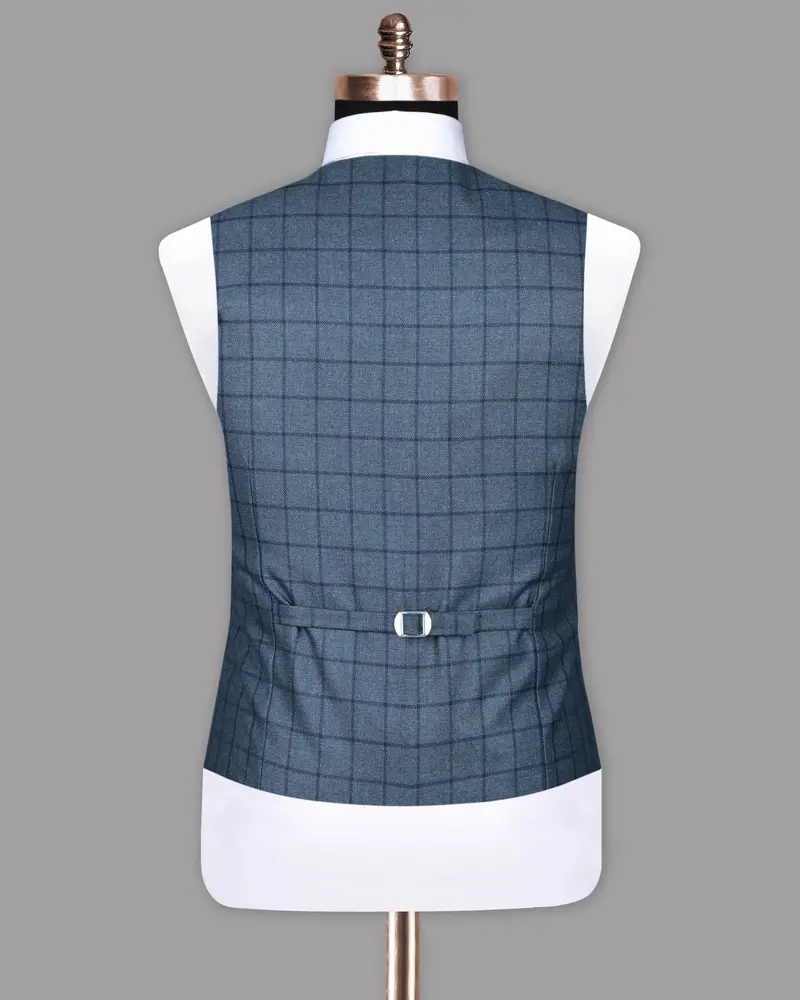 River Bed Blue Windowpane Waistcoat 6