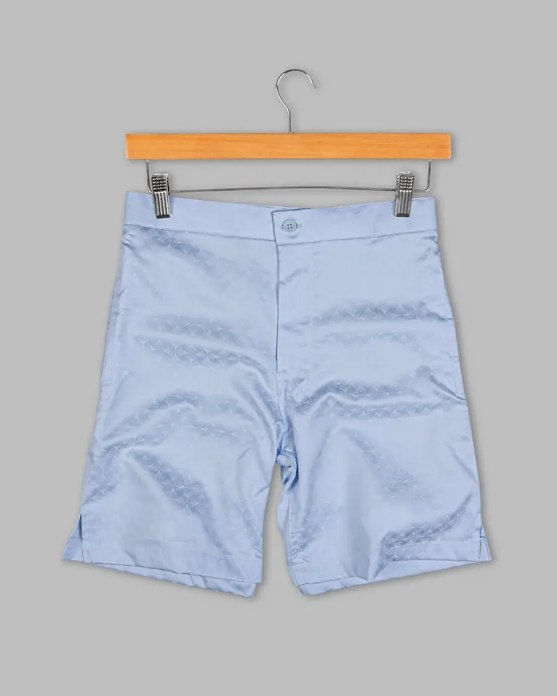 Rock Blue Jacquard Textured Giza Cotton Shorts 2