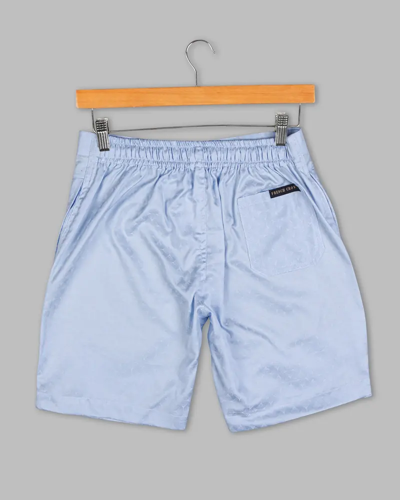 Rock Blue Jacquard Textured Giza Cotton Shorts 4