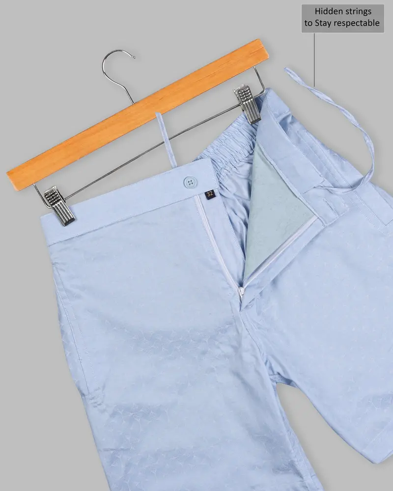 Rock Blue Jacquard Textured Giza Cotton Shorts 5