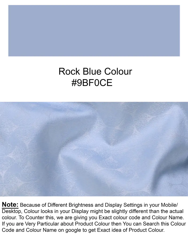 Rock Blue Jacquard Textured Giza Cotton Shorts 7