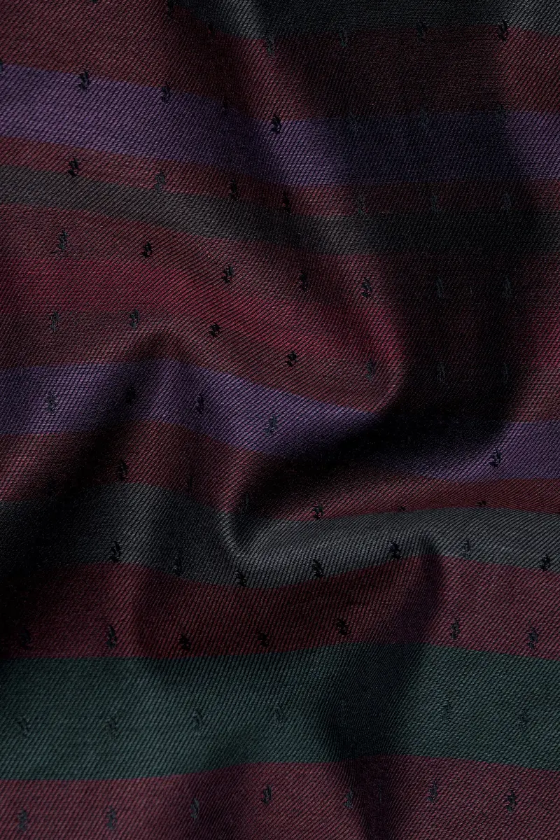 Rock Red And Byzantium Blue Jacquard Textured Premium Giza Cotton Shirt 2