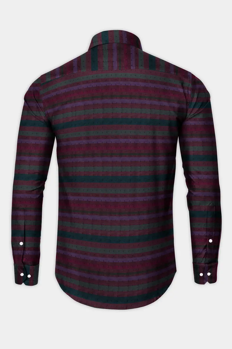 Rock Red And Byzantium Blue Jacquard Textured Premium Giza Cotton Shirt 5