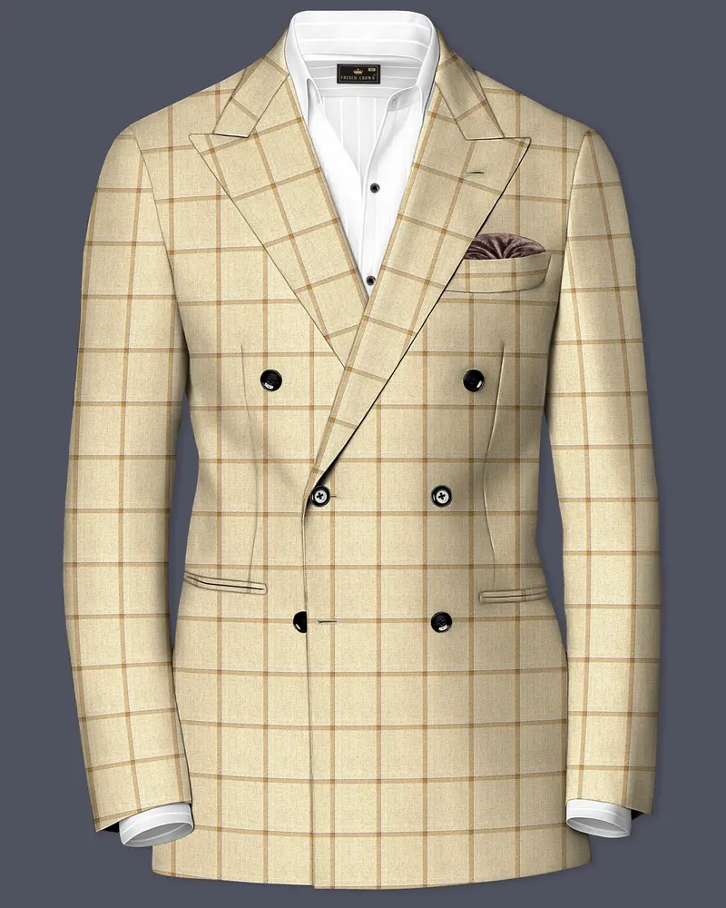 Rodeo Dust Brown Windowpane Double Breasted Blazer 1