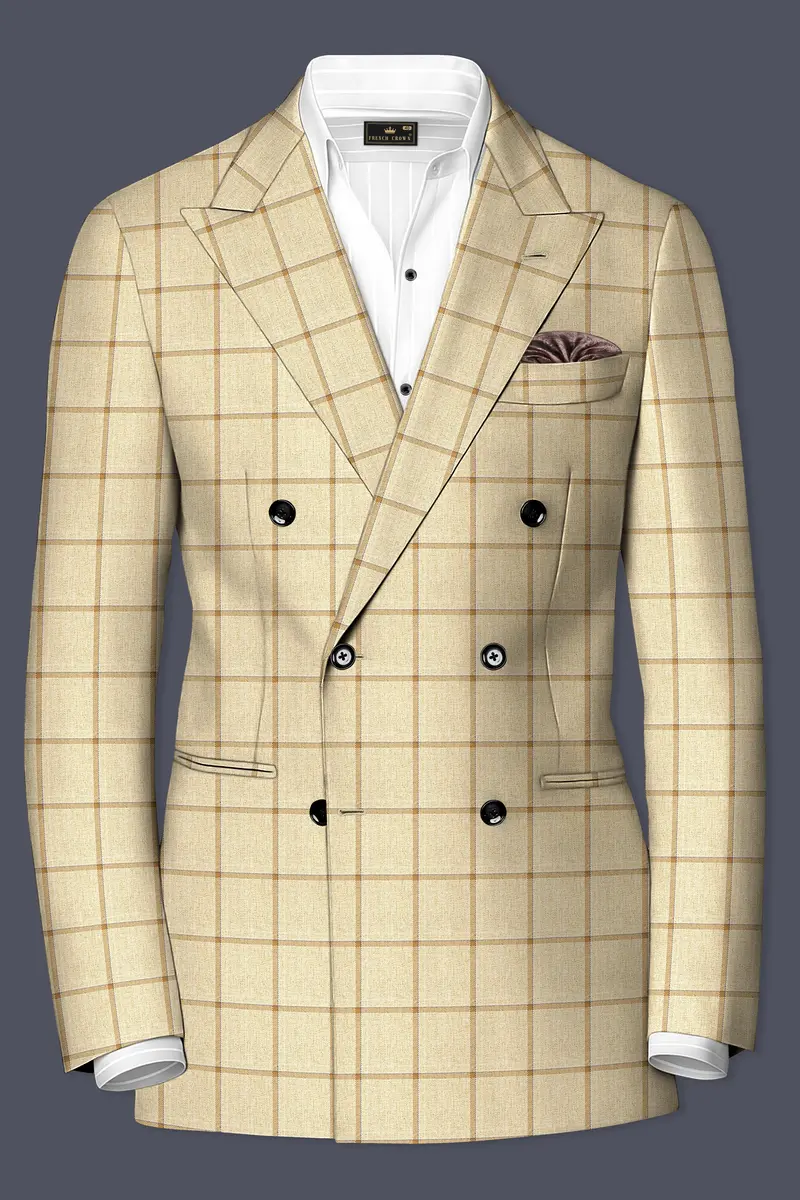 Rodeo Dust Brown Windowpane Double Breasted Blazer 2