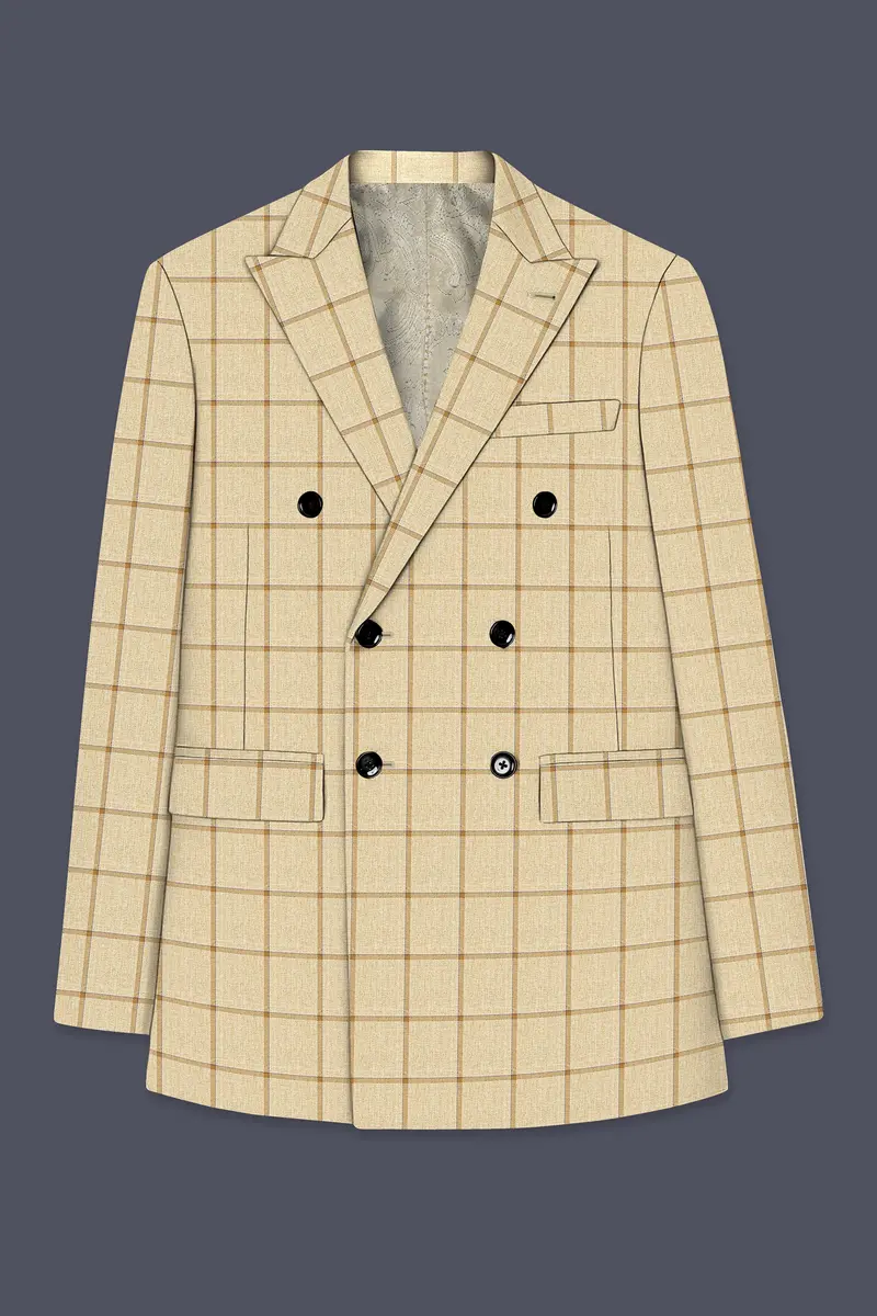 Rodeo Dust Brown Windowpane Double Breasted Blazer 7