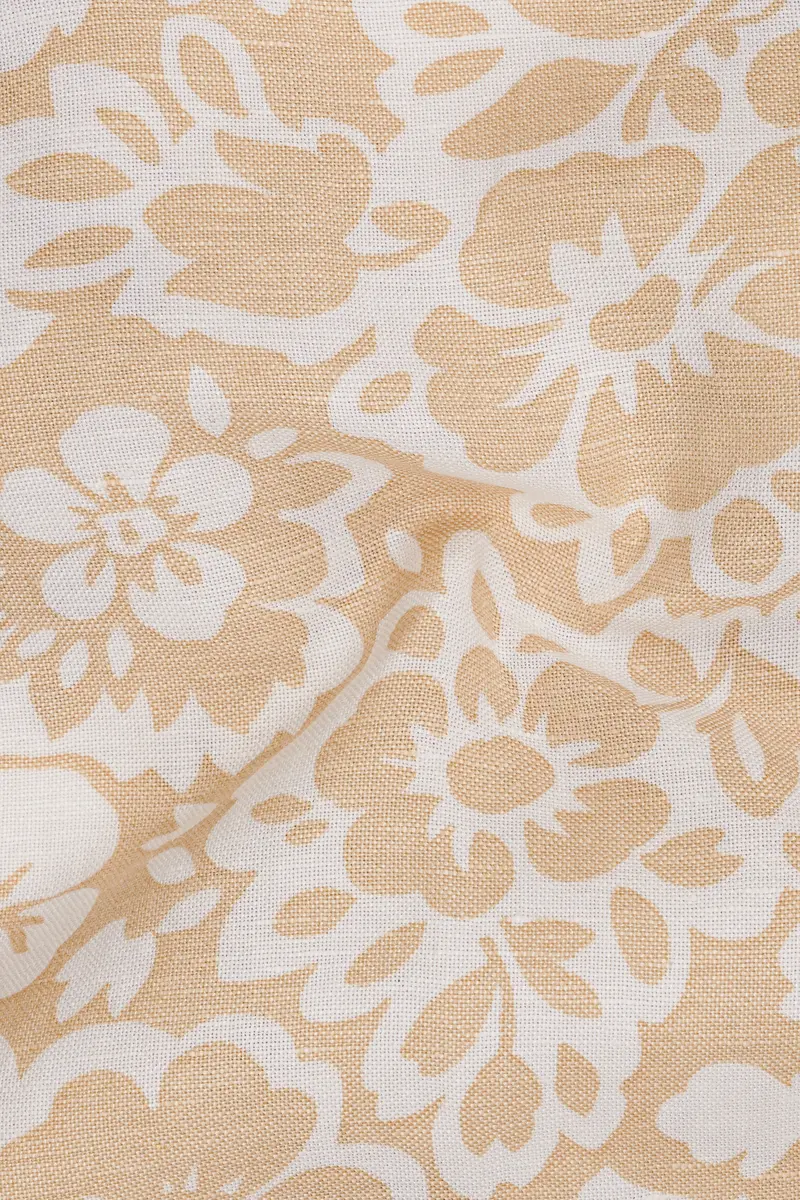 Rodeo Dust Brown With White Floral Luxurious Linen Shirt 3