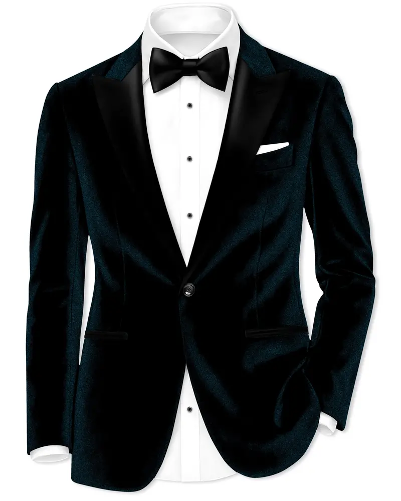 Rogue-Jaguar Blue Velvet Peak Lapel Tuxedo Blazer 1