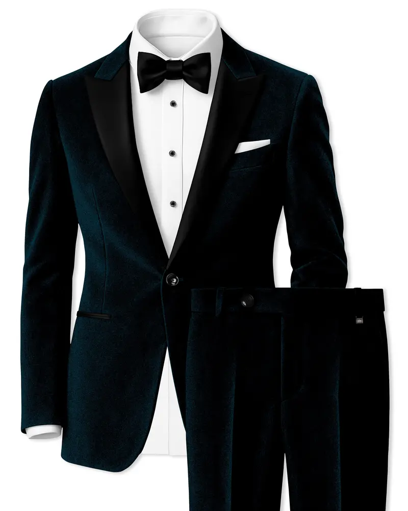 Rogue-Jaguar Blue Velvet Peak Lapel Tuxedo Suit 1