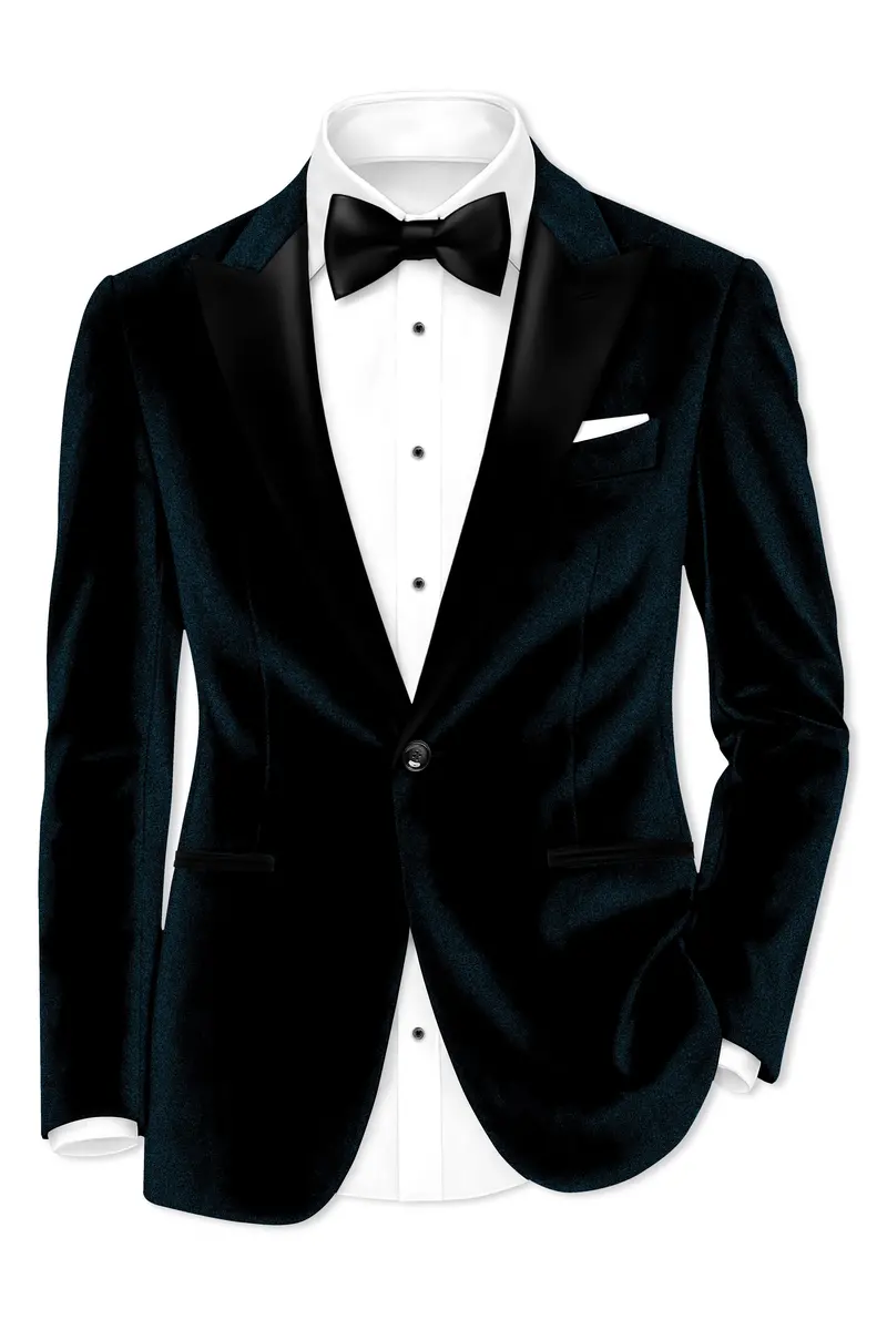 Rogue-Jaguar Blue Velvet Peak Lapel Tuxedo Suit 10