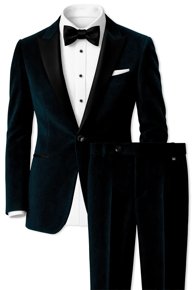 Rogue-Jaguar Blue Velvet Peak Lapel Tuxedo Suit 2