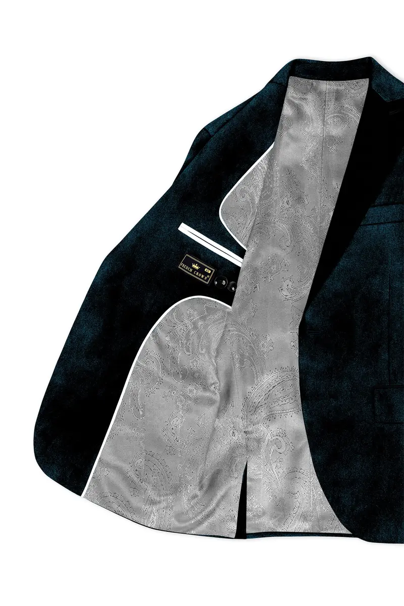 Rogue-Jaguar Blue Velvet Peak Lapel Tuxedo Suit 6