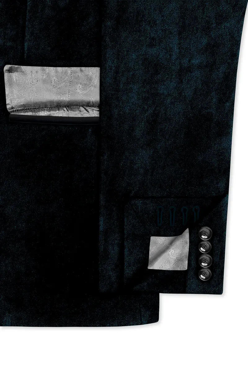 Rogue-Jaguar Blue Velvet Peak Lapel Tuxedo Suit 7