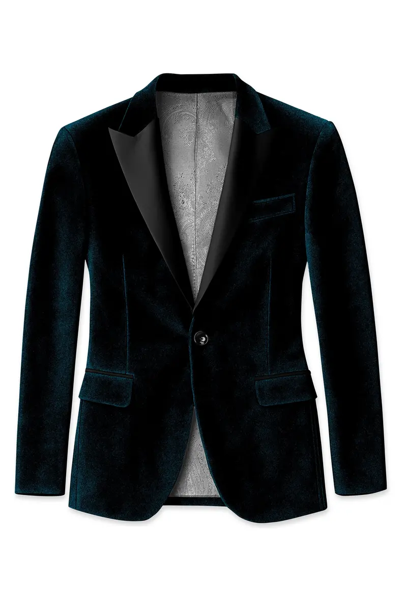 Rogue-Jaguar Blue Velvet Peak Lapel Tuxedo Suit 8