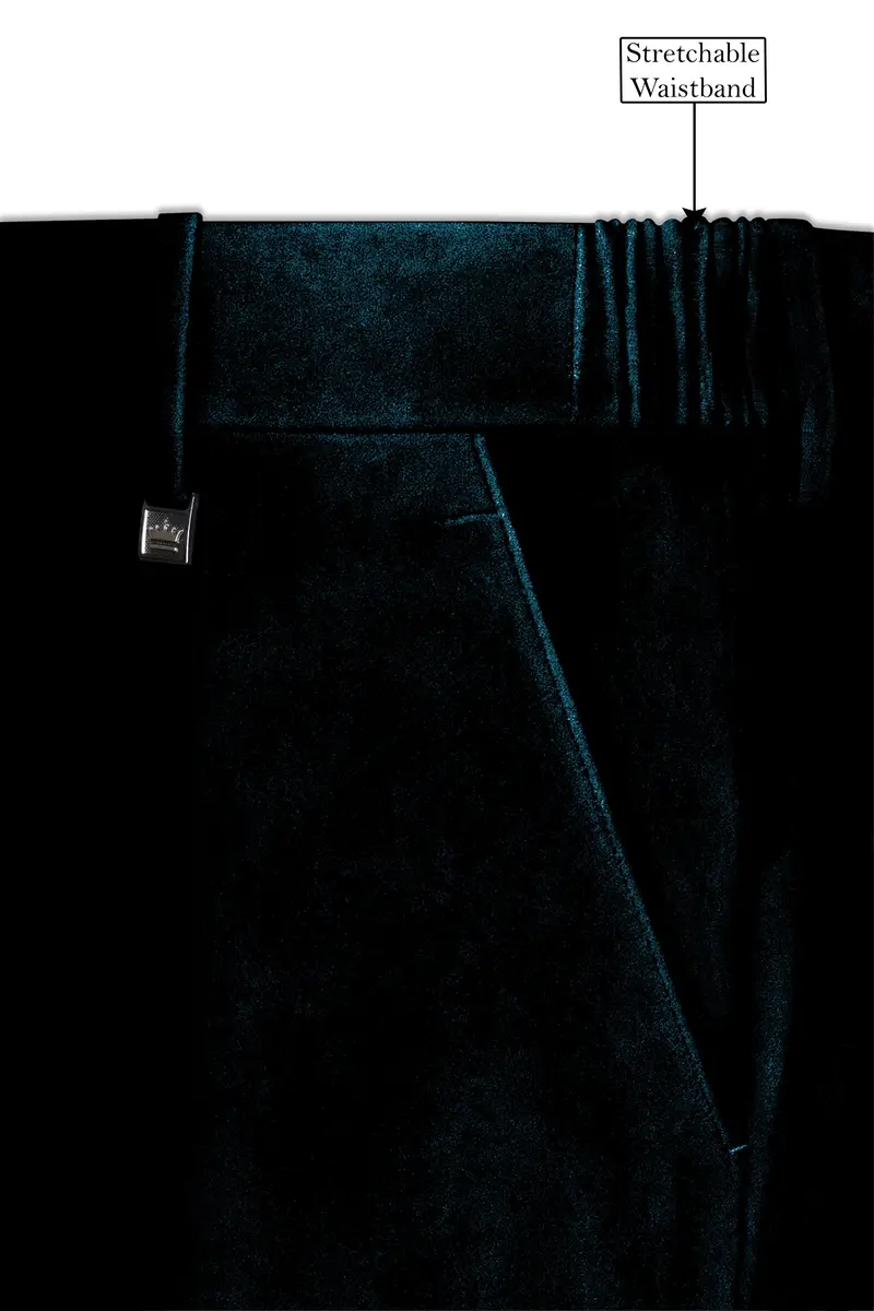 Rogue-Jaguar Blue Velvet Stretchable Waistband Pant 6