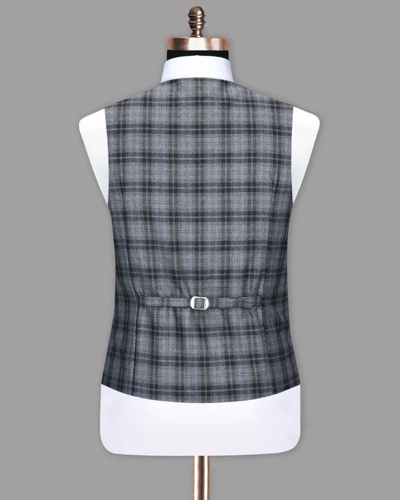 Rolling Stone Grey With Log Cabin Wool Rich Windowpane Waistcoat 6