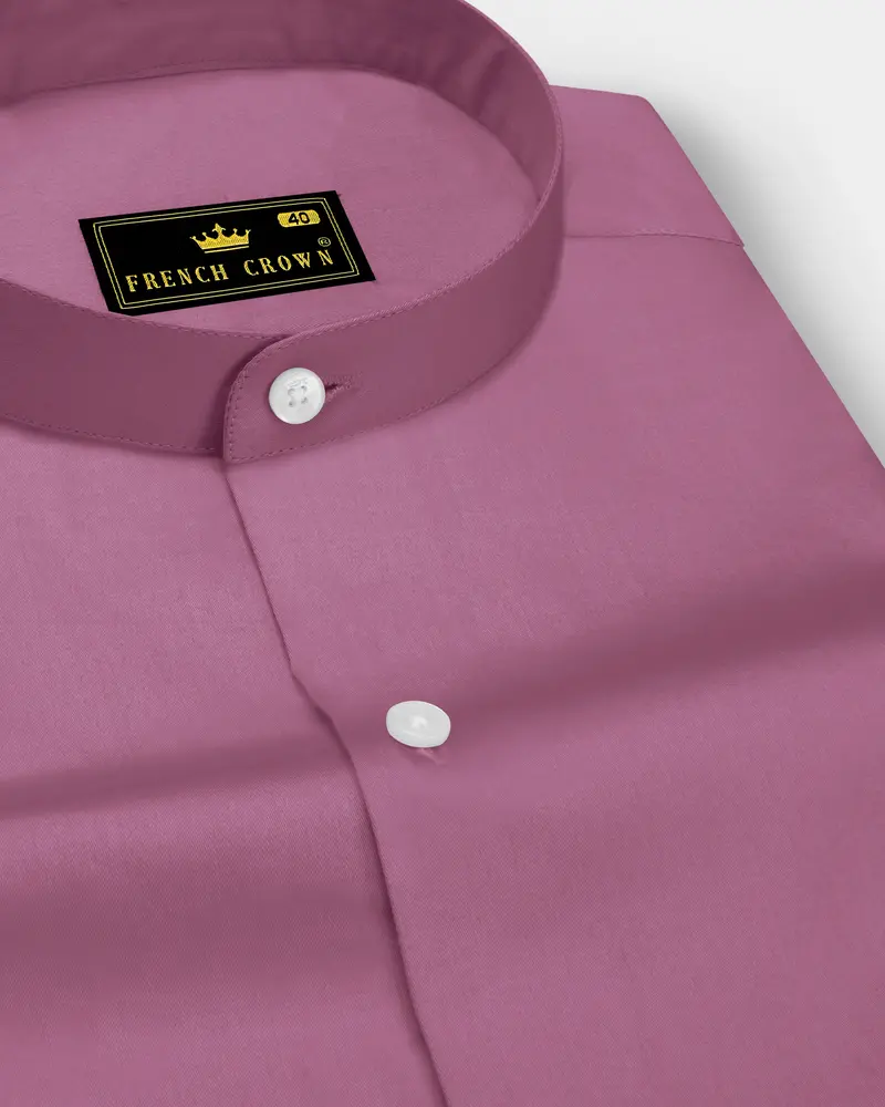 Rosavelle-Tapestry Pink Subtle Sheen Super Soft Premium Cotton Mandarin Dress Shirt 1