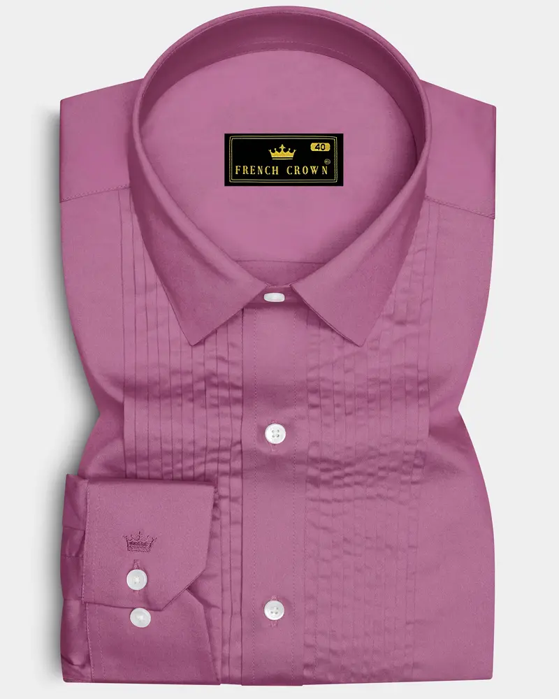 Rosavelle-Tapestry Pink Subtle Sheen Super Soft Premium Cotton Tuxedo Dress Shirt 1