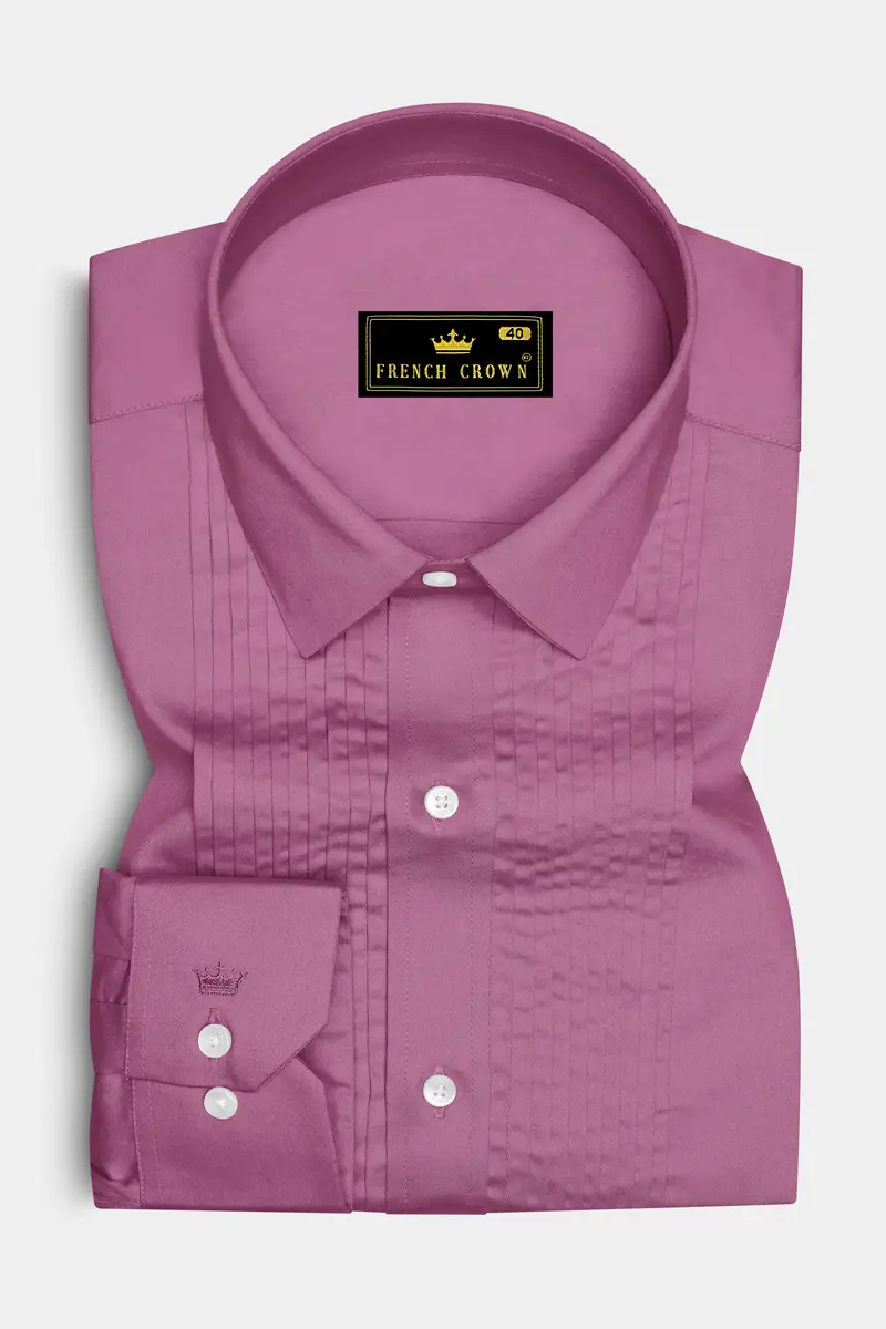 Rosavelle-Tapestry Pink Subtle Sheen Super Soft Premium Cotton Tuxedo Dress Shirt 2