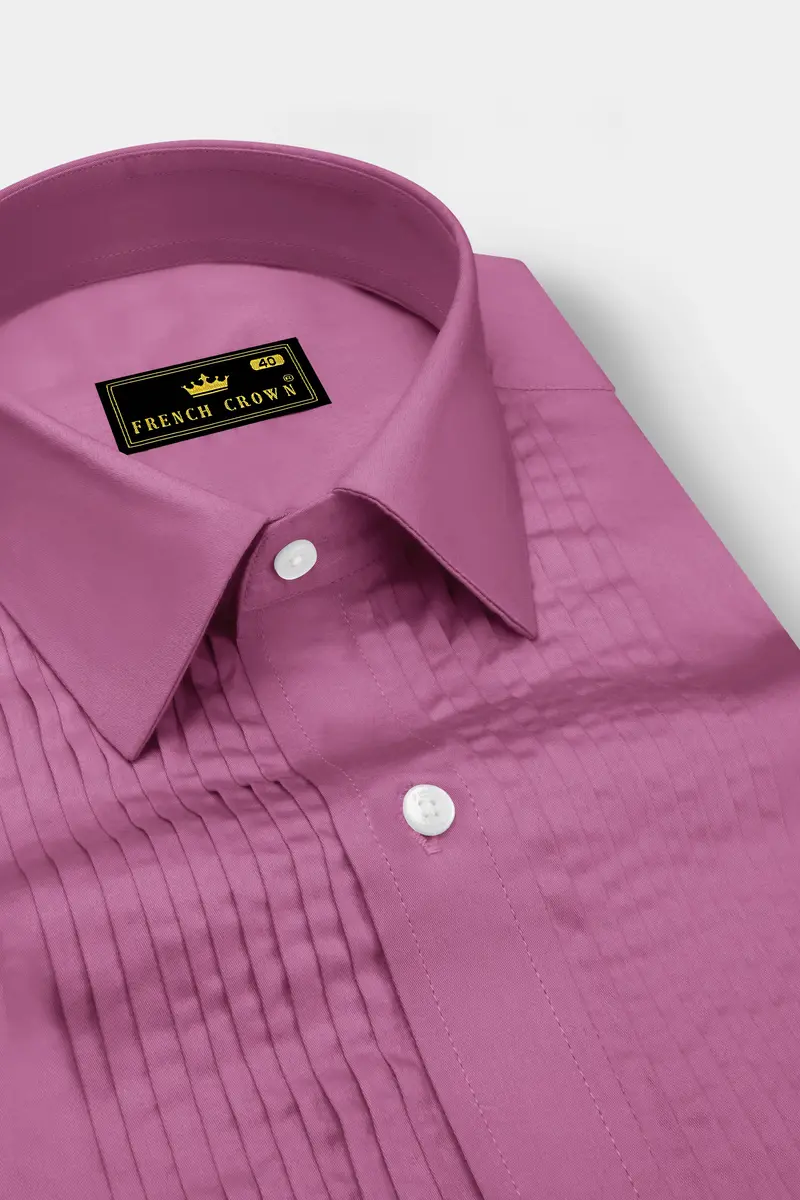 Rosavelle-Tapestry Pink Subtle Sheen Super Soft Premium Cotton Tuxedo Dress Shirt 4