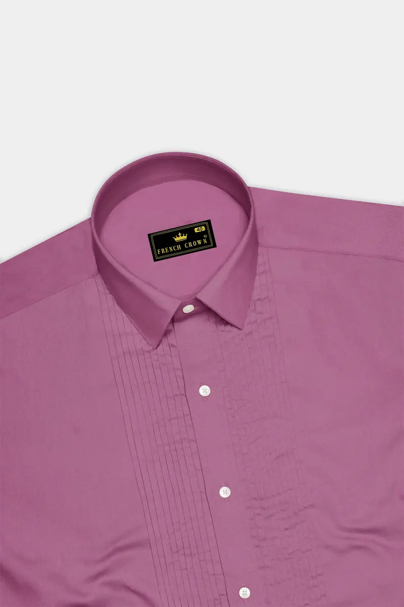 Rosavelle-Tapestry Pink Subtle Sheen Super Soft Premium Cotton Tuxedo Dress Shirt 5