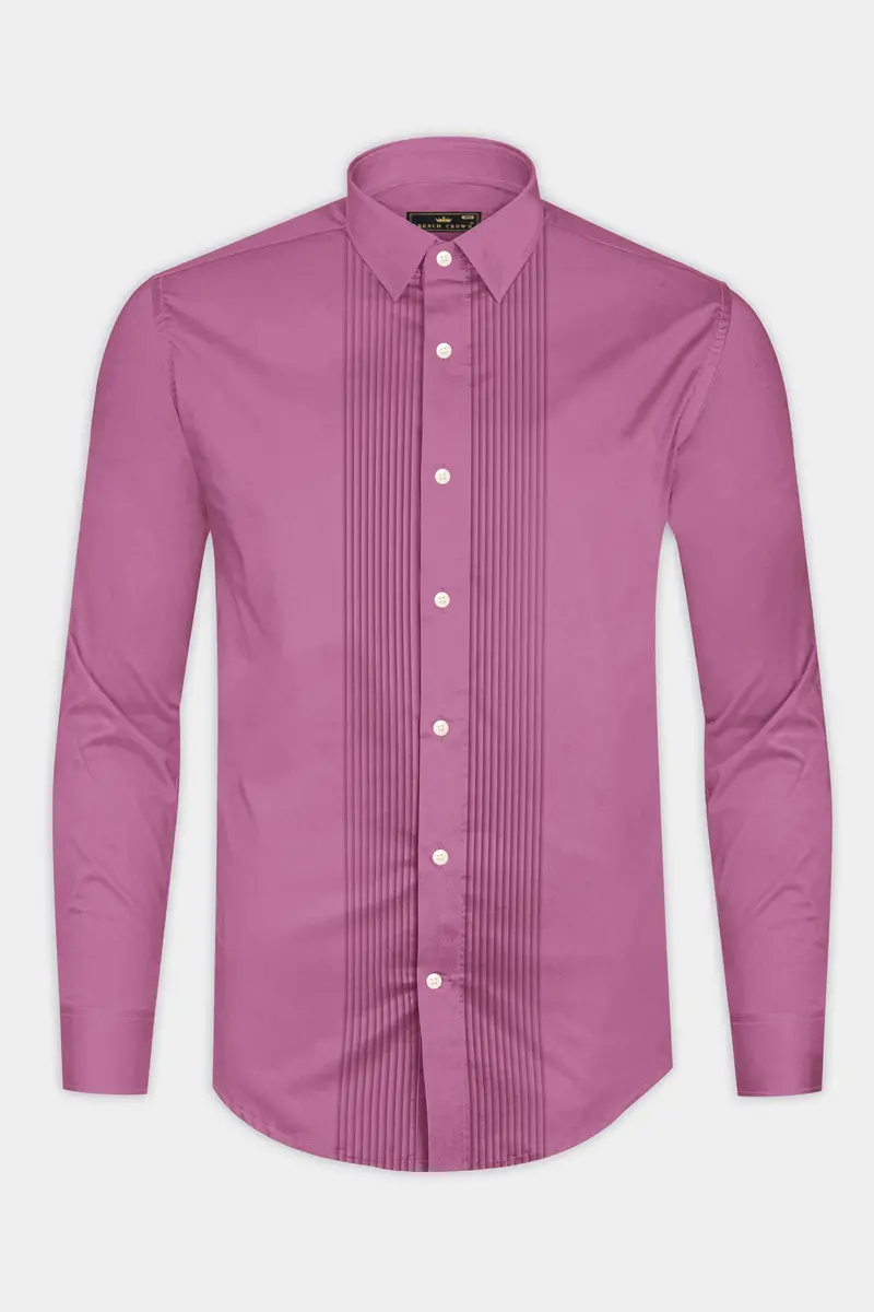 Rosavelle-Tapestry Pink Subtle Sheen Super Soft Premium Cotton Tuxedo Dress Shirt 6