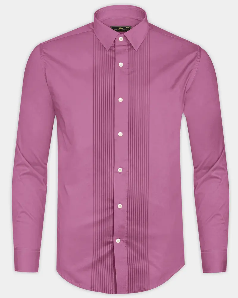 Rosavelle-Tapestry Pink Subtle Sheen Super Soft Premium Cotton Tuxedo Dress Shirt 8