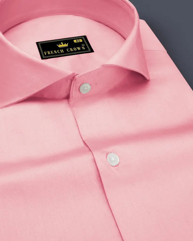 Rosavon-Blossom Pink Subtle Sheen Super Soft Premium Cotton Cut Away Collar Dress Shirt 1