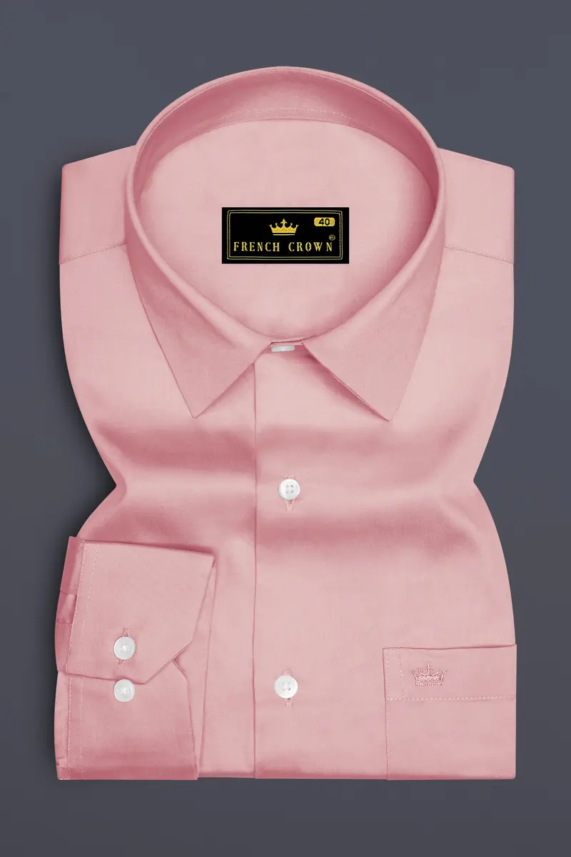 Rosavon-Blossom Pink Subtle Sheen Super Soft Premium Cotton Dress Shirt 4