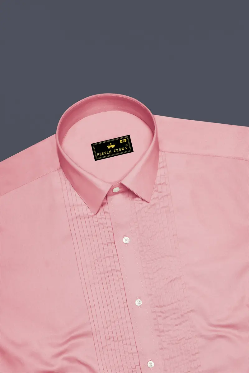 Rosavon-Blossom Pink Subtle Sheen Super Soft Premium Cotton Tuxedo Dress Shirt 5