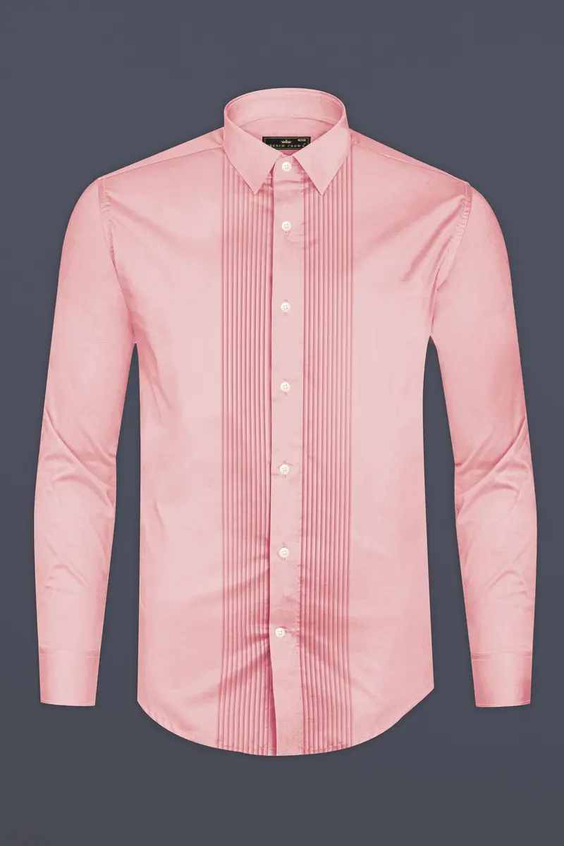 Rosavon-Blossom Pink Subtle Sheen Super Soft Premium Cotton Tuxedo Dress Shirt 6