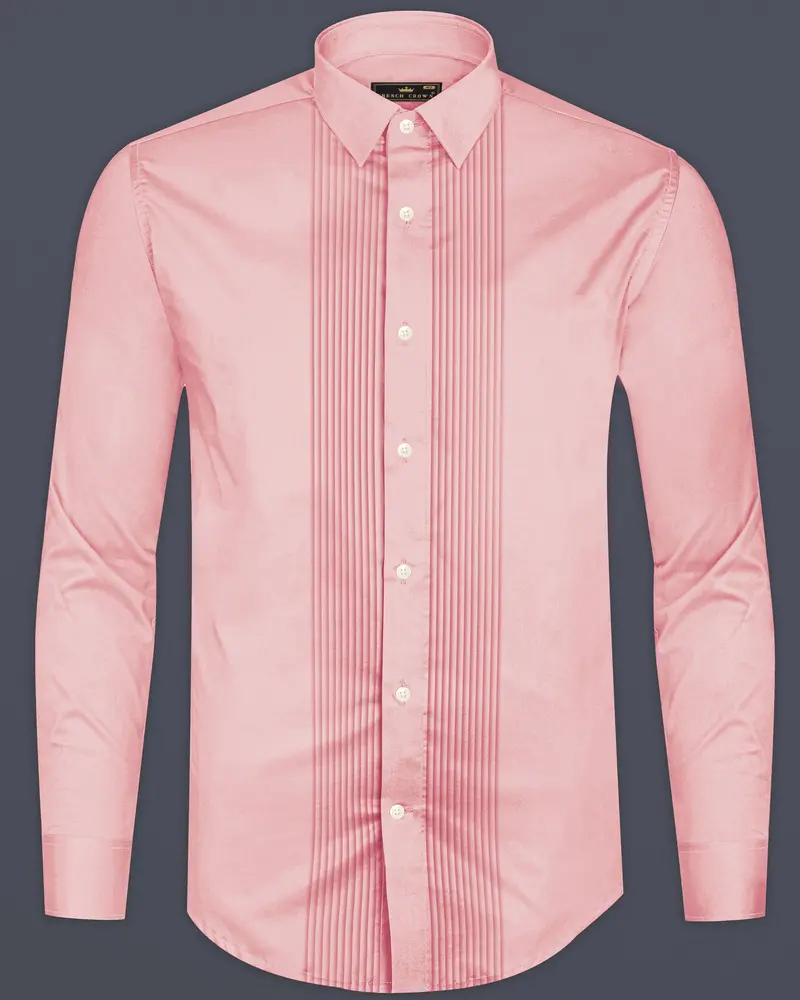 Rosavon-Blossom Pink Subtle Sheen Super Soft Premium Cotton Tuxedo Dress Shirt 8