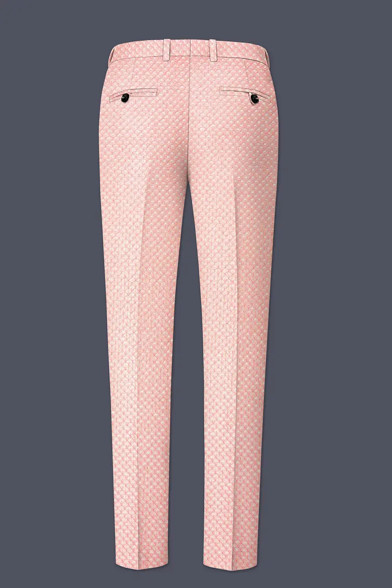 Rosavon-Mandys Pink Cotton Thread Heavy Embroidered Stretchable Waistband Pant 5