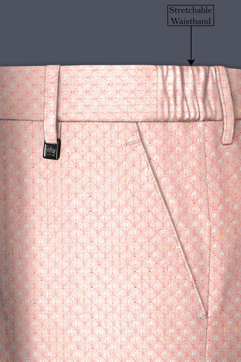 Rosavon-Mandys Pink Cotton Thread Heavy Embroidered Stretchable Waistband Pant 6