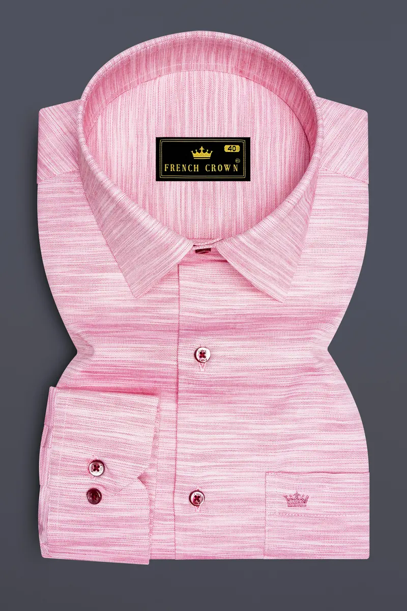 Rosavon-Oyster Pink Textured Chambray Premium Cotton Dress Shirt 4