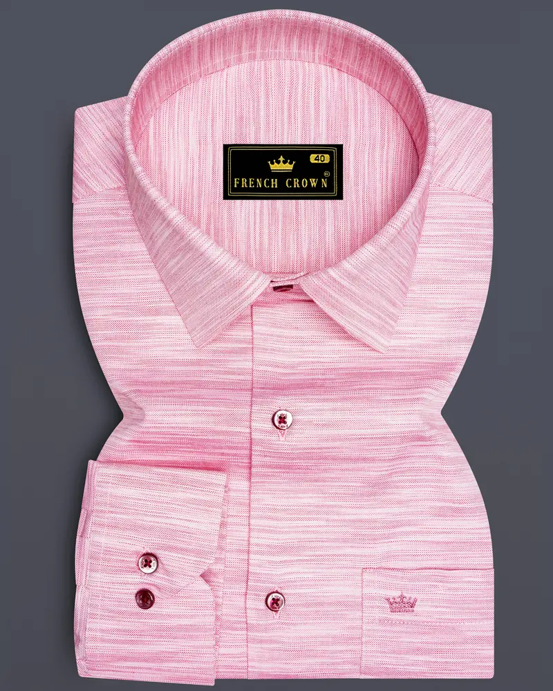 Rosavon-Oyster Pink Textured Chambray Premium Cotton Dress Shirt 6